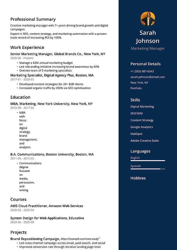 Flip View elegant resume template with a modern, unique layout, ideal for job seekers who want to create a memorable and visually appealing resume with an easy-to-use resume builder.