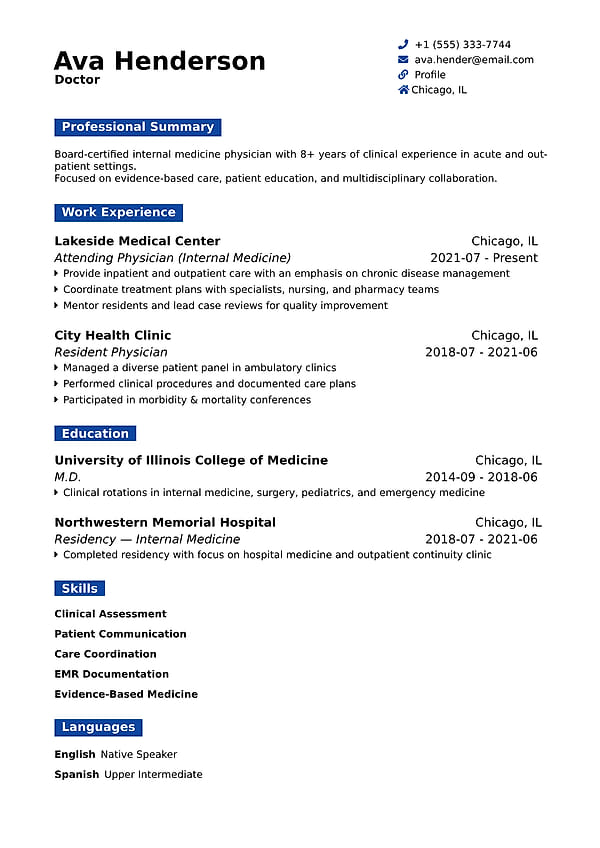ATS-friendly resume built around a target job in ResumeGenCV