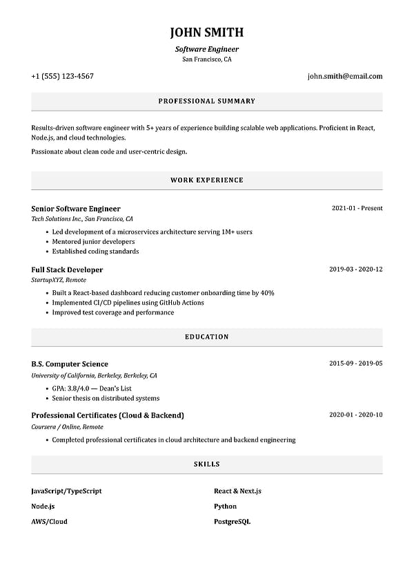 Monocrom sleek and minimalist resume template, perfect for professionals who need a simple and stylish resume design to impress employers, ideal for free resume builders.